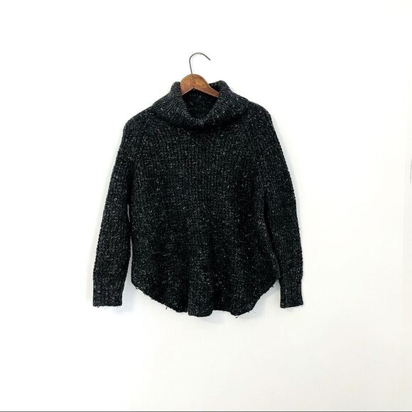 Free People | charcoal chunky knit wool speckled turtleneck sweater - Picture 2 of 2
